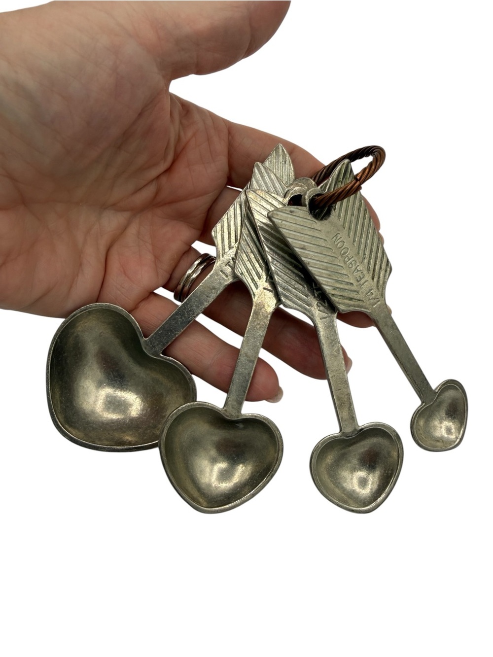 Beehive Handmade Hand-Cast Pewter Heart-Shaped Measuring Spoon Set